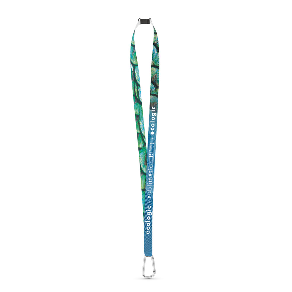 Lanyard SUBLIMATION Long Slim I (15 mm) em poliéster reciclado (100% rPET), sublimação de 1 lado e totalmente personalizável — Personalizado