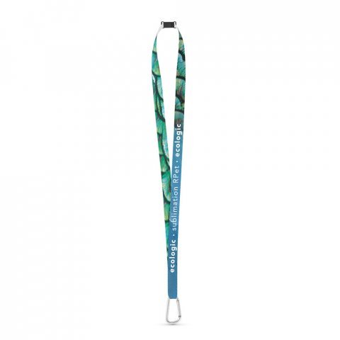 Lanyard SUBLIMATION Lang Slim I (15 mm) lavet af genbrugspolyester (100% rPET), enkeltsidet sublimering og fuldt tilpasselig - 301 - Hvid