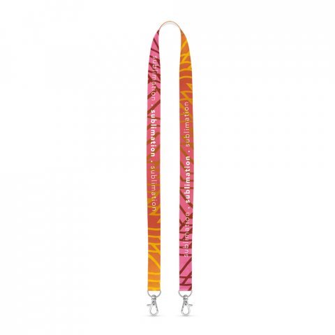 Lanyard SUBLIMATION Lungo I Duo (20 mm) in poliestere, con 2 cuciture, sublimazione su un lato e completamente personalizzabile - 301 - Bianco