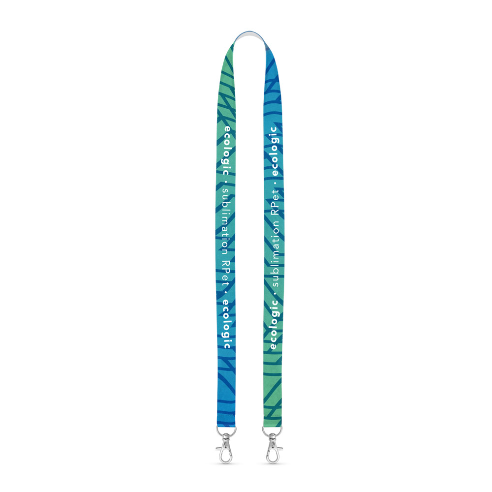 Lanyard SUBLIMATION Long I Duo (20 mm) em poliéster reciclado (100% rPET), com 2 costuras, sublimação de 1 lado e totalmente personalizável — Personalizado