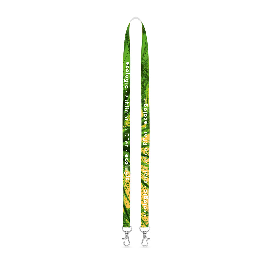 Lanyard SUBLIMATION Long Slim I Duo (15 mm) em poliéster reciclado (100% rPET), com 2 costuras, sublimação de 1 lado e totalmente personalizável — Personalizado