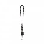 75089. SET Lanyard TUBE Long (&Oslash; 7 mm) са карабинером у облику слова D од 55 mm и сигурносном копчом пречника &Oslash; 7 mm - Crna/Siva