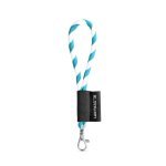 75090. SET Lanyard TUBE Short (&Oslash; 7 mm) med 9 mm karabinhage - Hvid/Lyse Bl&aring;