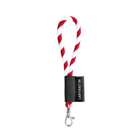 75090. SET Lanyard TUBE Short (&Oslash; 7 mm) med 9 mm karabinhage - Hvid/R&oslash;d
