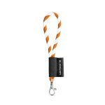 75090. SET Lanyard TUBE Short (&Oslash; 7 mm) med 9 mm karabinhage - Hvid/Orange