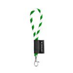 75090. SET Lanyard TUBE Short (&Oslash; 7 mm) med 9 mm karabinhage - Hvid/Gr&oslash;n