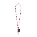 75093. SET Lanyard TUBE Long (&Oslash; 7 mm) med Ring &Oslash; 32 mm - Hvid/R&oslash;d