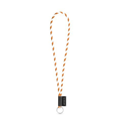 75093. SET Lanyard TUBE Long (&Oslash; 7 mm) med Ring &Oslash; 32 mm - Hvid/Orange