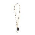 75093. SET Lanyard TUBE Long (&Oslash; 7 mm) med Ring &Oslash; 32 mm - Hvid/Orange