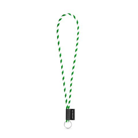 75093. SET Lanyard TUBE Long (&Oslash; 7 mm) med Ring &Oslash; 32 mm - Hvid/Gr&oslash;n