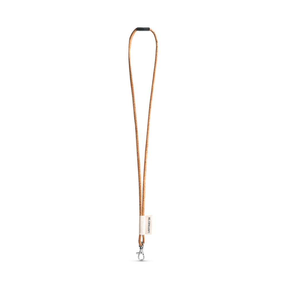 SET Lanyard CORK Long (Ø 5 mm) com mosquetão de gatilho 9 mm e Fecho de segurança Ø 5 mm — Personalizado