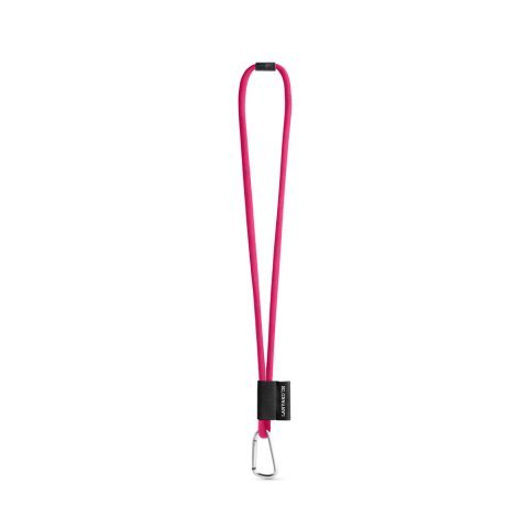 SET Lanyard TUBE Long (&Oslash; 7 mm) with D-shape carabiner 55 mm and safety lock &Oslash; 7 mm - 312 - Pink