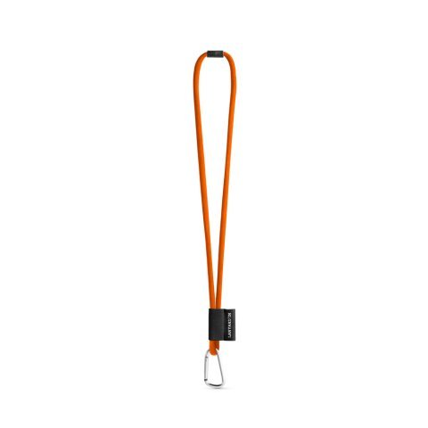 SET Lanyard TUBE Long (&Oslash; 7 mm) with D-shape carabiner 55 mm and safety lock &Oslash; 7 mm - Hexachrome orange