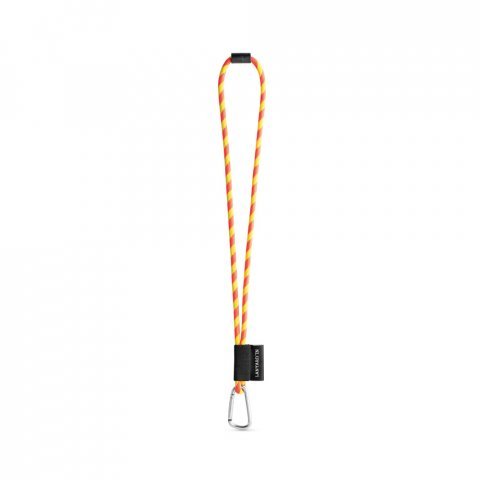 SET Lanyard TUBE Long (&Oslash; 7 mm) with D-shape carabiner 55 mm and safety lock &Oslash; 7 mm - Hexachrome yellow/Hexachrome orange