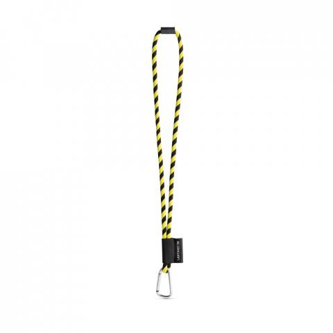 SET Lanyard TUBE Long (&Oslash; 7 mm) with D-shape carabiner 55 mm and safety lock &Oslash; 7 mm - Hexachrome yellow/Black