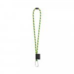 SET Lanyard TUBE Long (&Oslash; 7 mm) with D-shape carabiner 55 mm and safety lock &Oslash; 7 mm - Yellow/Green