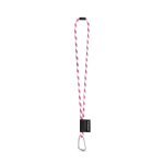 SET Lanyard TUBE Long (&Oslash; 7 mm) med 55 mm D-formad karbinhake och &Oslash; 7 mm s&auml;kerhetssp&auml;nne - Vit/Rosa