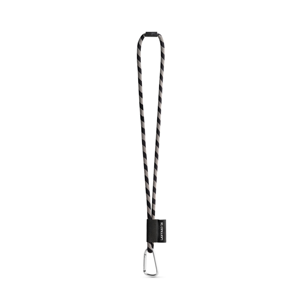 SET Lanyard TUBE Long (Ø 7 mm) com Mosquetão D-Shape 55 mm e Fecho de segurança Ø 7 mm — Personalizado