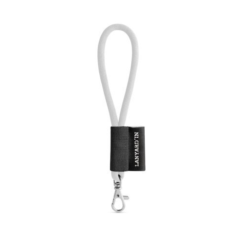 S&AElig;T Lanyard TUBE Kort (&Oslash; 7 mm) med 9 mm karabinhage - 301 - Hvid