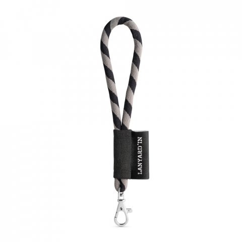 S&AElig;T Lanyard TUBE Kort (&Oslash; 7 mm) med 9 mm karabinhage - Sort/Gr&aring;
