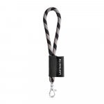 S&AElig;T Lanyard TUBE Kort (&Oslash; 7 mm) med 9 mm karabinhage - Sort/Gr&aring;