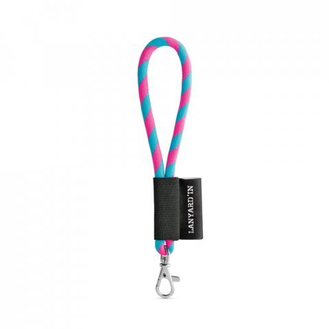 S&AElig;T Lanyard TUBE Kort (&Oslash; 7 mm) med 9 mm karabinhage - Hexachrom epink/Lyse Bl&aring;