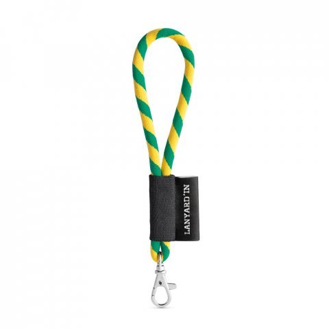 S&AElig;T Lanyard TUBE Kort (&Oslash; 7 mm) med 9 mm karabinhage - Gul/Gr&oslash;n