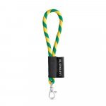 S&AElig;T Lanyard TUBE Kort (&Oslash; 7 mm) med 9 mm karabinhage - Gul/Gr&oslash;n