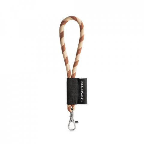 S&AElig;T Lanyard TUBE Kort (&Oslash; 7 mm) med 9 mm karabinhage - Brun/Beige