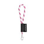 SET Lanyard TUBE Short (&Oslash; 7 mm) med 9 mm karbinhake - Vit/Rosa