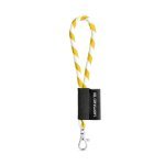 SET Lanyard TUBE Short (&Oslash; 7 mm) med 9 mm karbinhake - Vit/Gul