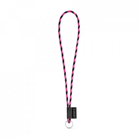 S&AElig;T Lanyard TUBE Lang (&Oslash; 7 mm) med Ring &Oslash; 32 mm - Sort/Pink
