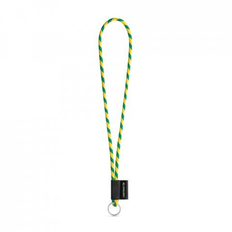 S&AElig;T Lanyard TUBE Lang (&Oslash; 7 mm) med Ring &Oslash; 32 mm - Gul/Gr&oslash;n