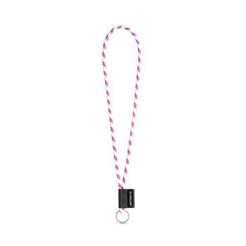 SET Lanyard TUBE Long (&Oslash; 7 mm) com Argola &Oslash; 32 mm - Branco/rosa