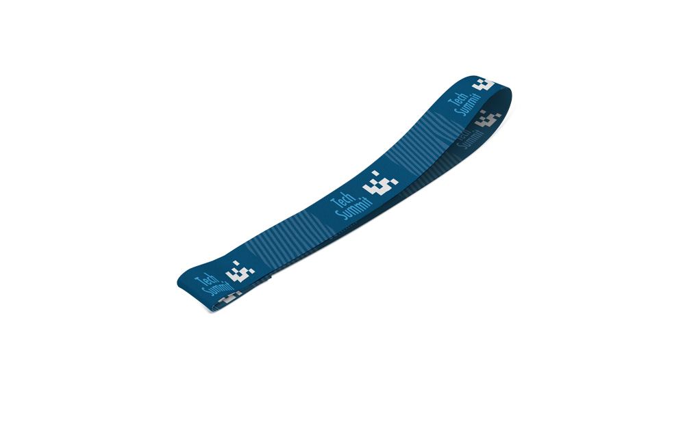 Lanyard SUBLIMATION Short Slim II (15 mm) em poliéster reciclado (100% rPET), sublimação dos 2 lados e totalmente personalizável — Personalizado
