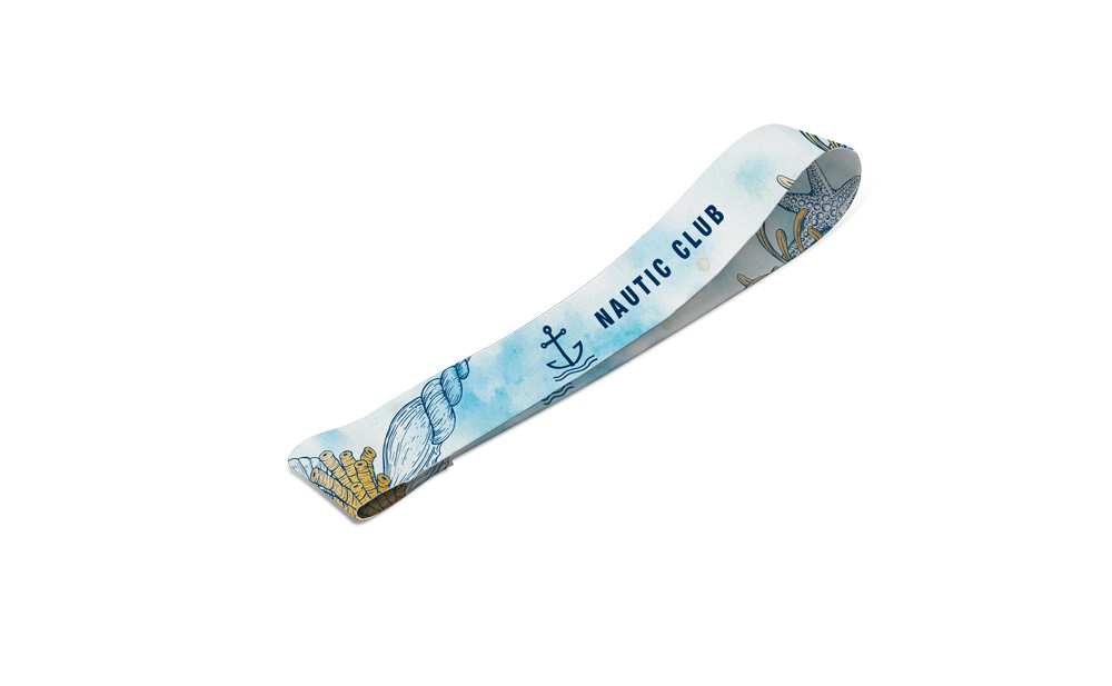 Lanyard SUBLIMATION Short II (20 mm) em poliéster reciclado (100% rPET), sublimação dos 2 lados e totalmente personalizável — Personalizado