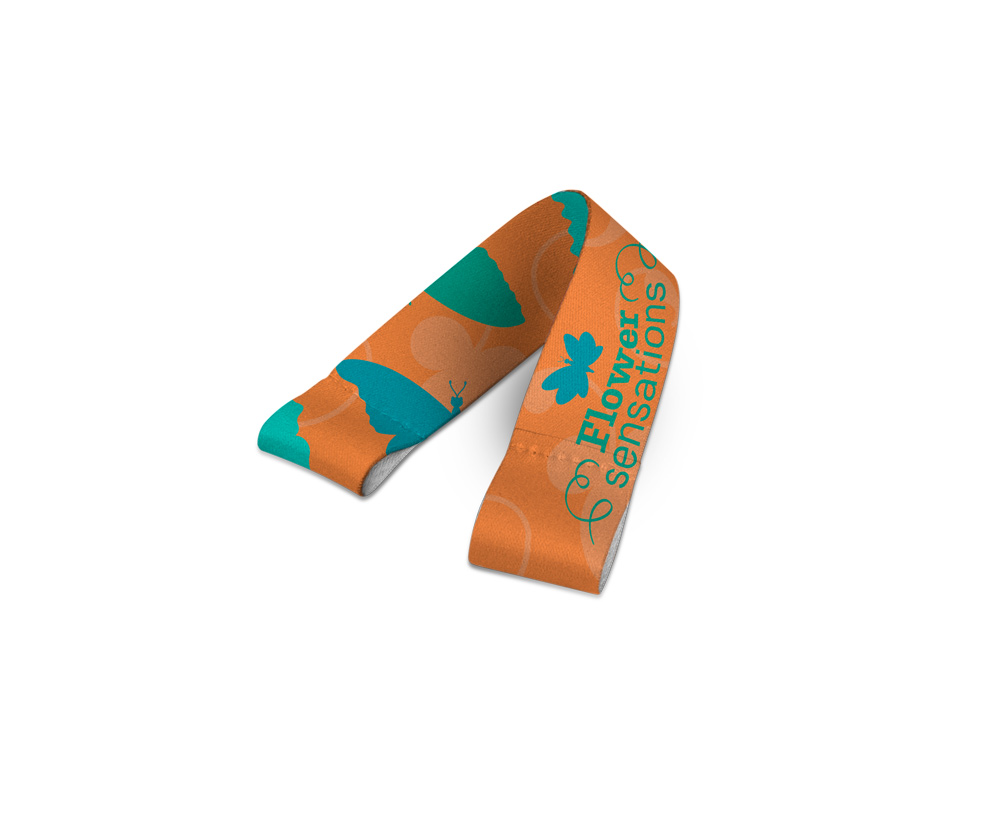 Lanyard SUBLIMATION Short II Duo (20 mm) em poliéster reciclado (100% rPET), com 2 costuras, sublimação dos 2 lados e totalmente personalizável — Personalizado
