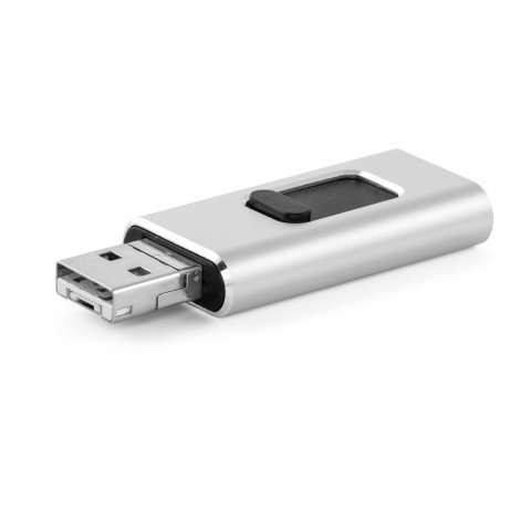 . USB jusqu'&agrave; 32GB Multi-USB 4 en 1 - Argent&eacute; satin&eacute;