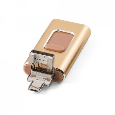 . USB jusqu'&agrave; 32GB Multi-USB 4 en 1 - Champagne