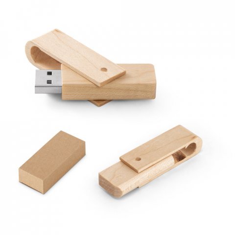77508. USB retractable wooden flash drive up to 32GB