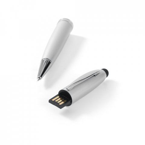 . UDP kuglepen flashdrive op til 32GB med touch tip - Satin s&oslash;lv