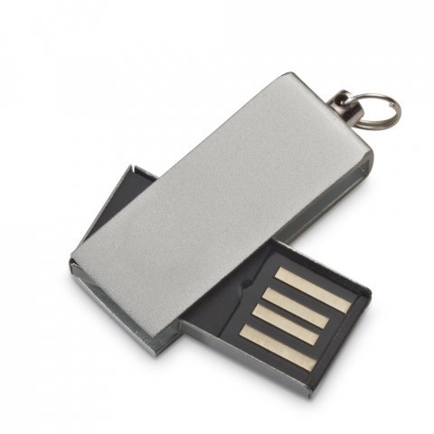 . USB Stick bis zu 32 GB mit farbigem Clip - Satinsilber