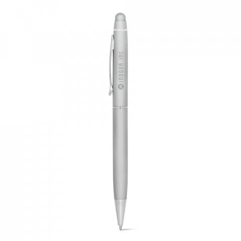 JULIE. Kugelschreiber aus recyceltes Aluminium (100 % rAL) mit Touchpen-Spitze - Satinsilber