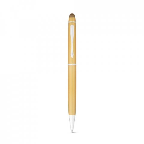 JULIE. Kugelschreiber aus recyceltes Aluminium (100 % rAL) mit Touchpen-Spitze - Satingold