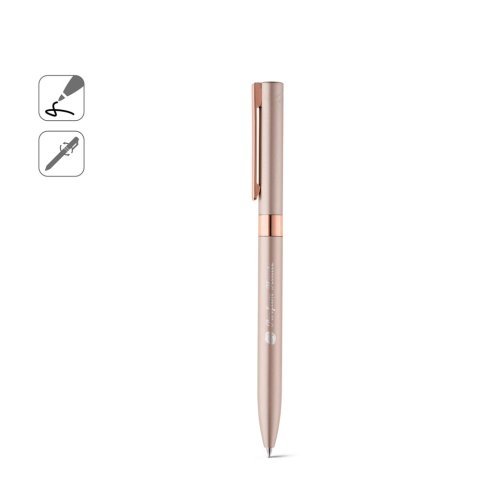 CLARE. Kemijska olovka od recikliranog aluminija (100% rAL) sa okretnim mehanizmom i klipom