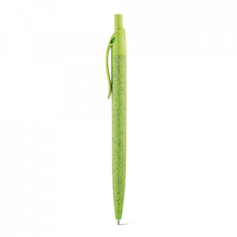 CAMILA. Kuličkov&eacute; pero z p&scaron;eničn&eacute;ho slaměn&eacute;ho vl&aacute;kna a ABS s klipem - Světle zelen&aacute;