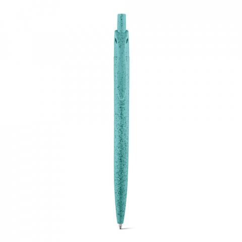 CAMILA. Kuličkov&eacute; pero z p&scaron;eničn&eacute;ho slaměn&eacute;ho vl&aacute;kna a ABS s klipem - Světle modr&aacute;