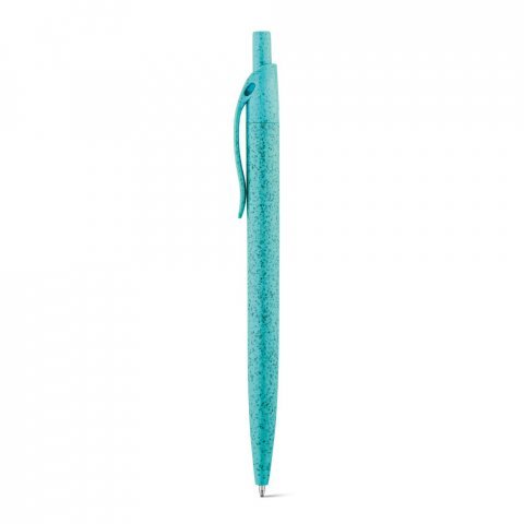 CAMILA. Kuličkov&eacute; pero z p&scaron;eničn&eacute;ho slaměn&eacute;ho vl&aacute;kna a ABS s klipem - Světle modr&aacute;