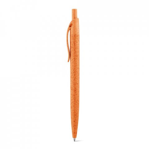 CAMILA. Kuličkov&eacute; pero z p&scaron;eničn&eacute;ho slaměn&eacute;ho vl&aacute;kna a ABS s klipem - Oranžov&aacute;
