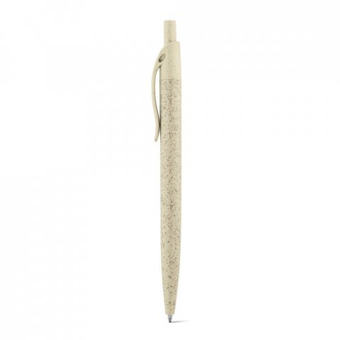 CAMILA. Kuličkov&eacute; pero z p&scaron;eničn&eacute;ho slaměn&eacute;ho vl&aacute;kna a ABS s klipem - Světl&aacute; př&iacute;rodn&iacute;